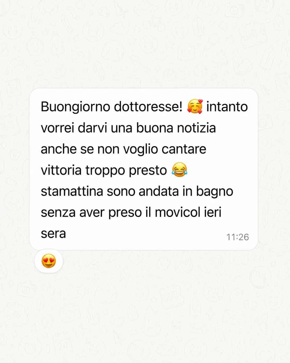 Messaggio di una persona che segue il Metodo Intestino Sereno