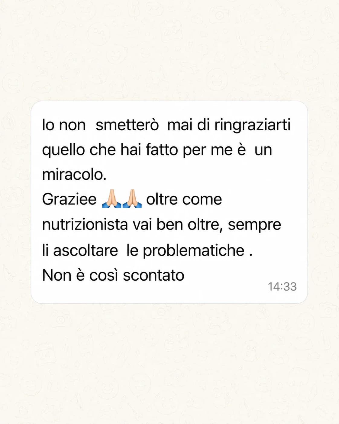 Messaggio di una persona che segue il Metodo Intestino Sereno