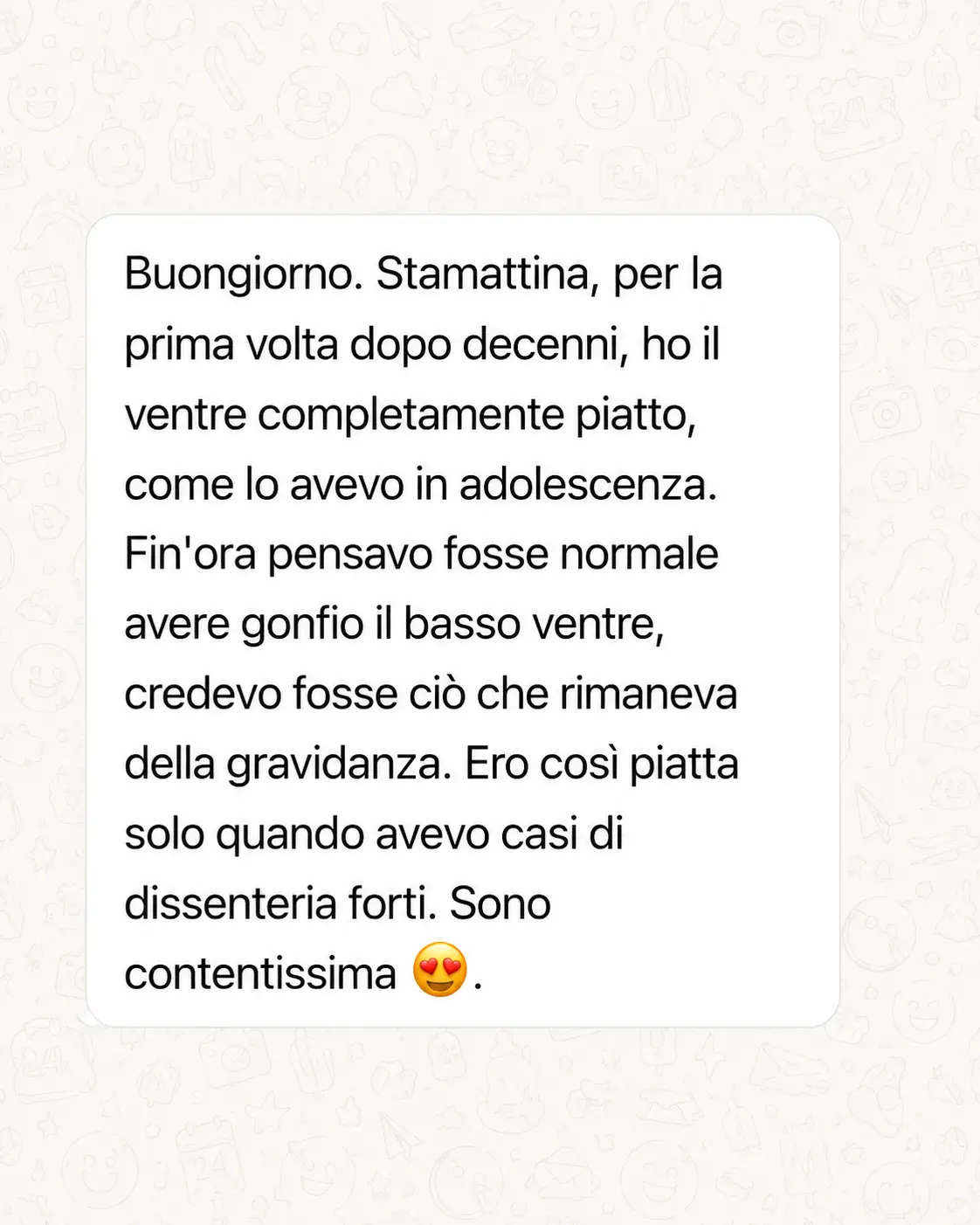 Messaggio di una persona che segue il Metodo Intestino Sereno