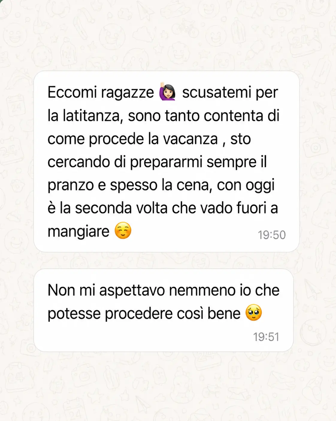 Messaggio di una persona che segue il Metodo Intestino Sereno
